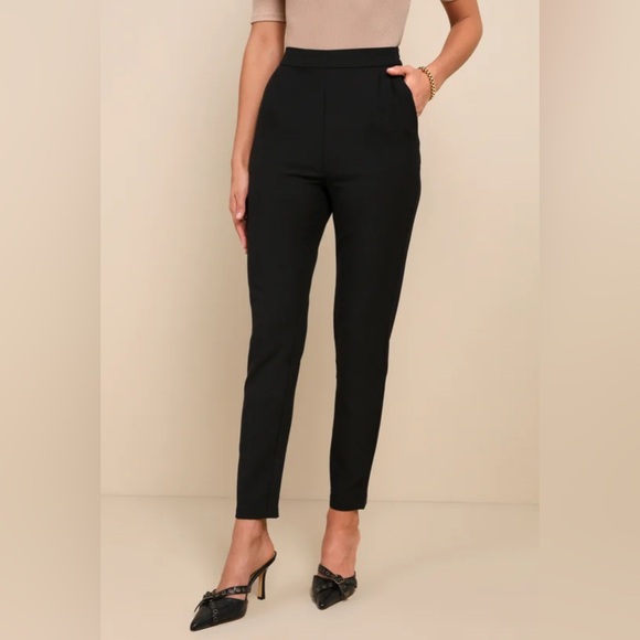 NWOT Lulus Kick It Black High-Waisted Trouser Pants, XS - Picture 2 of 7